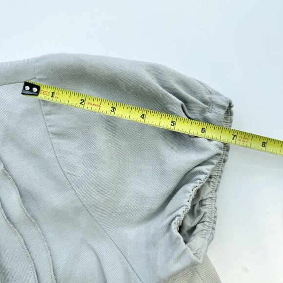 RW & CO Women’s Vintage Grey Jacket Short Sleeve Ruffled Collar 100% Ramie Large - Picture 5 of 15